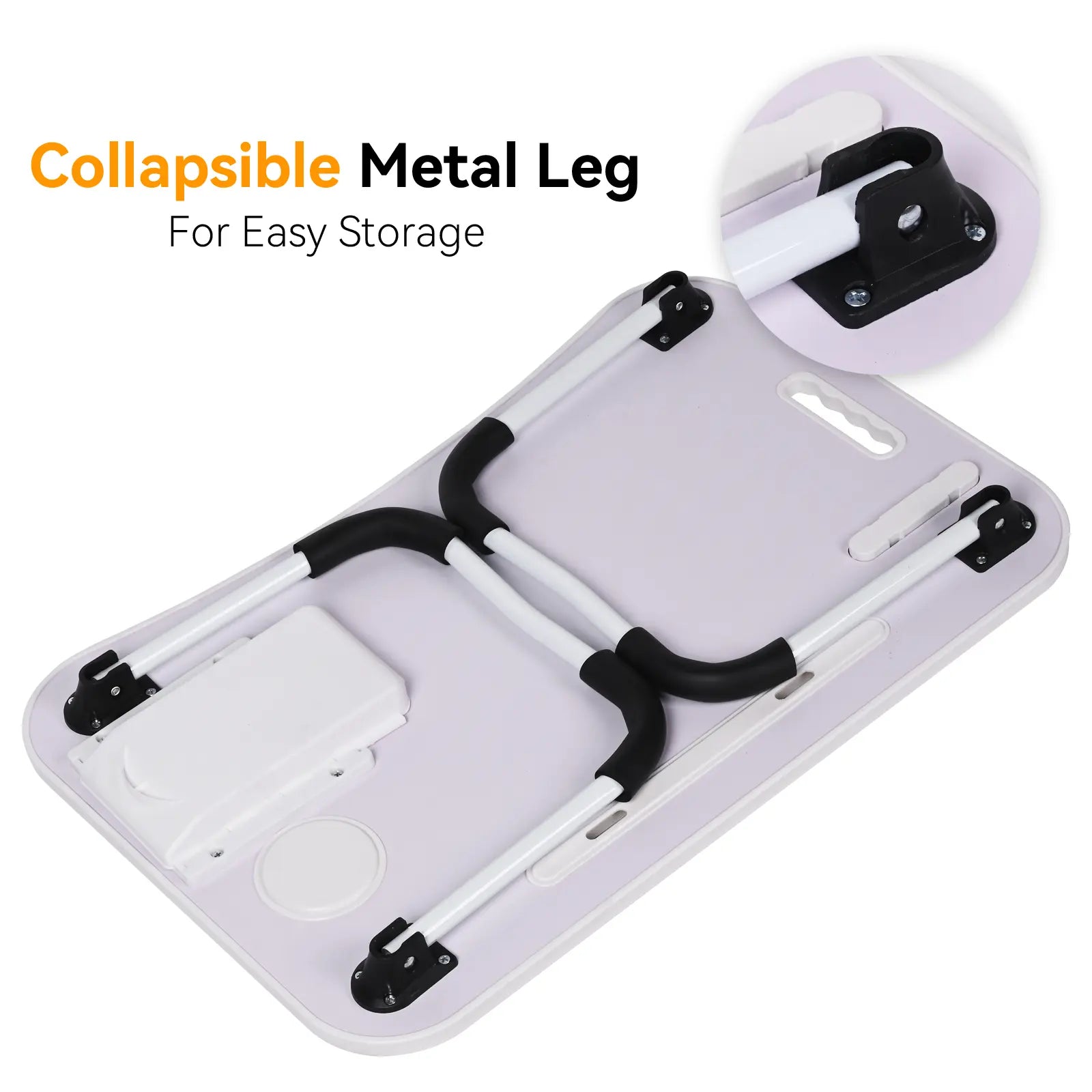 Portable Foldable Laptop Bed Desk with USB Ports, Storage Drawer, and Cup Holder for Comfortable Work and Reading on Bed or Couch - Available in Black, White, Pink, and Walnut